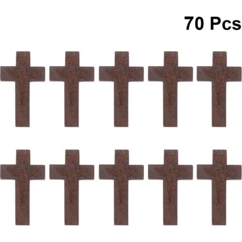 70pcs DIY Wooden Crafts Christian Cross Decorations Jewelry Necklace Ornaments For Women Men Gifts Wooden Cross