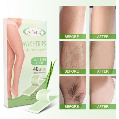 ALIVER 40pcs Professional Hair Removal Cold Wax Strips Paper For Leg Body Depilation Patch Hair Removal High Quality Fibre Paper