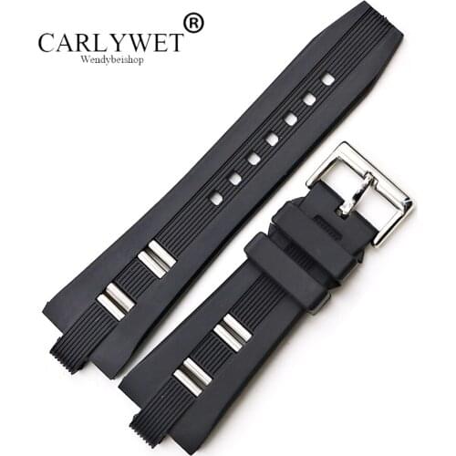 CARLYWET 26 x 9mm Wholesale Black High Quality Silicone Rubber Waterproof Replacement Watch Band Strap Belt