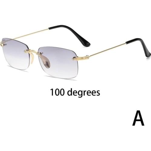Reading glasses frameless trimming anti-blue light elegant comfortable optical For elderly fatigue fashion glasses double s G9D7