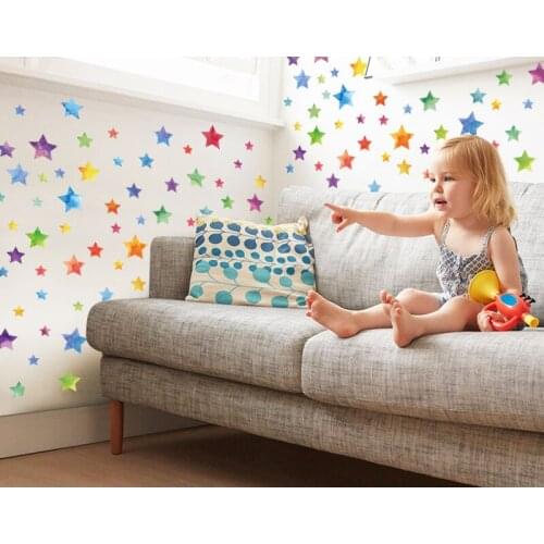 Color stars one piece wall stickers room decor pegatinas de pared kid bedroom home decoration accessories chambre bebe naklejki