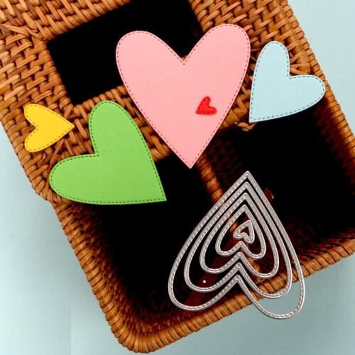DUOFEN METAL CUTTING DIES stitched hearts tags stencil DIY Scrapbook Paper Album 2021 new