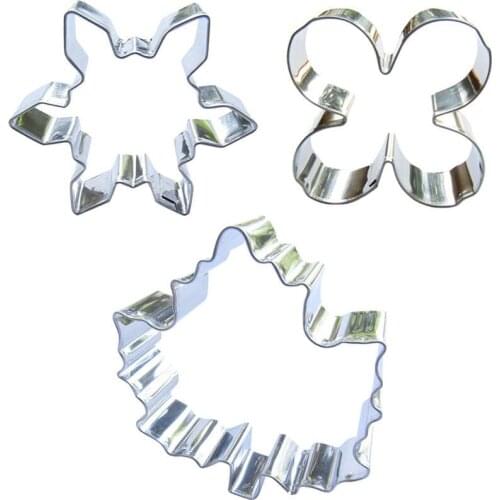 Leaf shape 3 piece biscuit cutting molds, vegetable cutting, baking tools, cake decorating soft candy tools