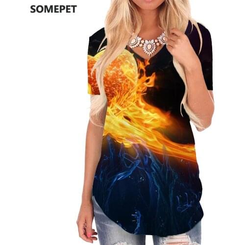SOMEPET Flame T Shirt Women Love Funny T shirts Party Tshirts Printed Art Shirt Print Womens Clothing Punk Rock Printed Style