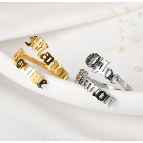 Personalized Multiple Name Ring Family Name Adjustable Ring Custom Stackable Name Statement Jewelry For Women Gift