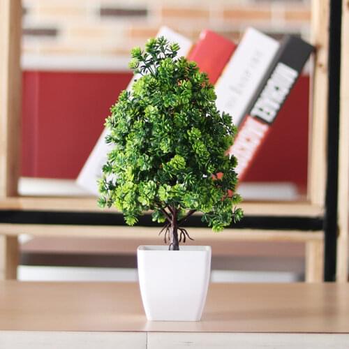 NEW Artificial Flowers Fake Green Pot Welcoming Bonsai Simulation Artificial Potted Plant Ornament Home Hotel Office Decor