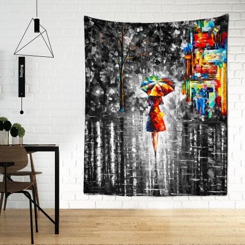 Girls Oil Painting Tapestry Wall Hanging Retro Black And White Witchcraft Bohemian Hippie Room Home Decor