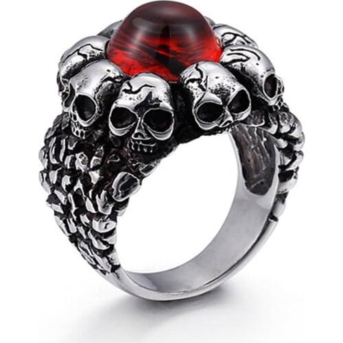 Anillos Stylish Skull Shape Ring With Gem Titanium Steel Anti-fading Ring Finger Decoration Кольца 2021 Тренд Кольца Для Женщин