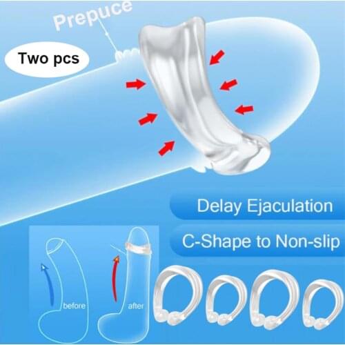2PCS Prepuce Correction Penis Ring Cock Male Training Sleeve Foreskin Restoration Cockring For Men Sex Toy Shop Produtos