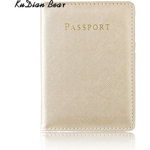 KUDIAN BEAR Pu Leather Men Passport Cover Business Travel Card Holder Wallet Ticket Holder Fashion Card Bag BIH242 PM49