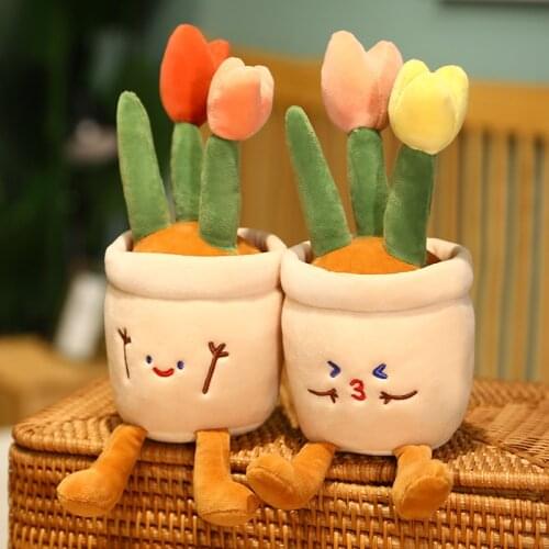 Simulation 30CM Cute Tulips Plush Toys Home Decor Stuffed Plants Dolls Soft Potted Flower Pillow for Girls Kids Gift