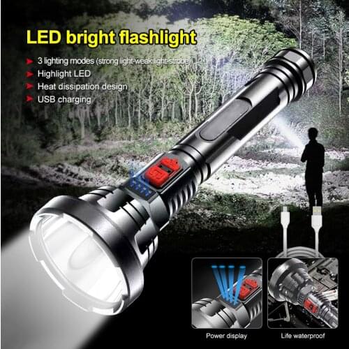 Powerful LED Searchlight Outdoor Multi-function Strong Flashlight Long-Range Waterproof Rechargeable Lamp Ultra Bright Lantern