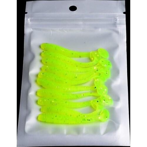 10pcs/Pack Soft T Tail Fishing Lure Set Grub Worm Swimbaits Silicone Baits Pesca Bass Carp Fishing Tackle Silicone Bait