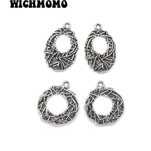 2019 New Fashion 10pieces/bag 26mm Zinc Alloy Retro Round Oval Charms Pendants DIY Necklaces Earrings Jewelry Accessories