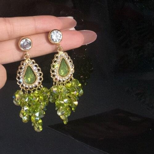 New Styles Long Metal Colorful Crystal Drop Earrings High-Quality Fashion Rhinestones Jewelry Accessories For Women Wholesale