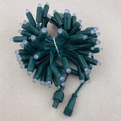 Bullet regulated type 100pcs/string DC12V 12mm WS2811 addressable RGB led pixel node,all GREEN18AWG wire,IP68;with GREEN case