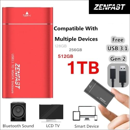 Hot Item Portable SSD Type-C Gen 2 USB3.1 Mini Solid State Drive High Speed Metal Coverl External SSD 128GB 256GB 512GB