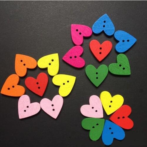 100/Set 18mm*19mm*2mm Woodiness Mix Color Peach Heart Button DIY Heart Style Button Sewing Accessories