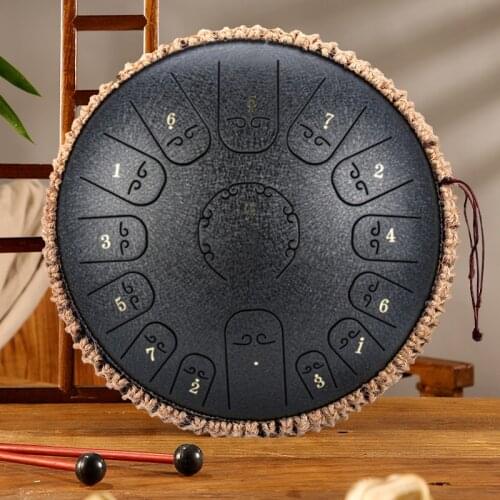 Handpan Drum 14 Inch 15 Notes Tone Drum Handheld Music Instrument Percussion Yoga Meditation Beginner Entertainment Lovers Gift