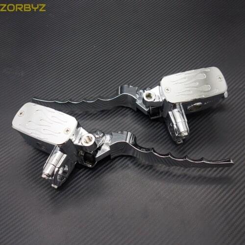 ZORBYZ Motorcycle 7/8"22mm Black/Chrome Flame Hand Control Reservoir Brake Clutch Levers For Kawasaki Honda Yamaha Suzuki