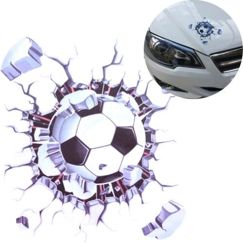 Gift Self Adhesive Prank Basketball Football 3D Ball Hits Glass Car Sticker Crack Decal Simulation Broken Home Decoration