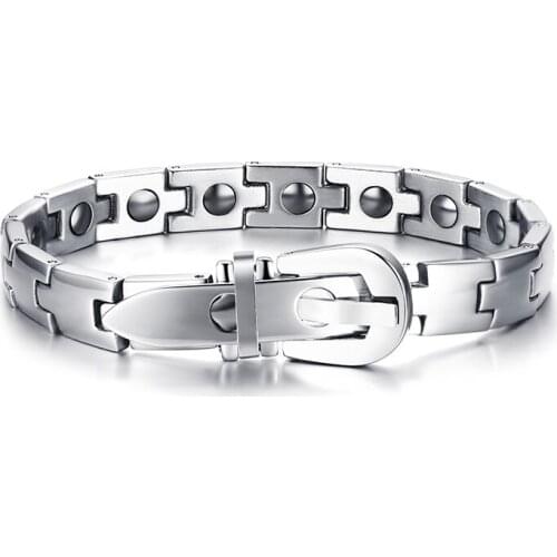 Silver color Adjustable stainless steel magnetic bracelet for men and women