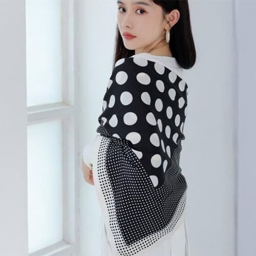 Dot Print Silk Scarf Square Women Bandana Vintage Hair Band Fashion Neckerchief Female Head Wraps Ladies Shawls Pashmina Hijab