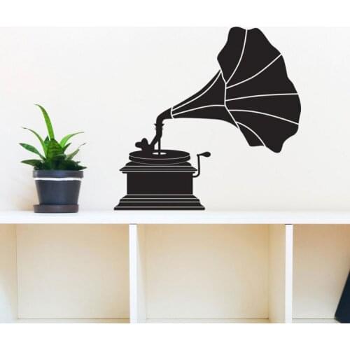 Classy Vintage Roller Player Victrola Silhouette- Wall Decal Custom Vinyl Art Stickers Wall Mural For Living Room LR31