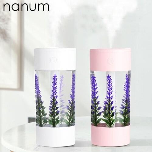 Creative 3 in 1 Lavender Humidifier Essential Oil Diffuser Aroma Lamp LED Night Light USB Fan Aromatherapy Car air freshener