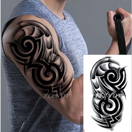 Waterproof Temporary Tattoo Sticker Totem Black Circle Pattern Fake Tatoo Flash Tatto Arm Back Leg Body Art for Girl Women Men