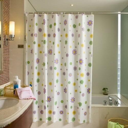 Home decoration bathroom shower curtain explosion waterproof and mildew whitewashed purple flowers thick PEVA shower curtain