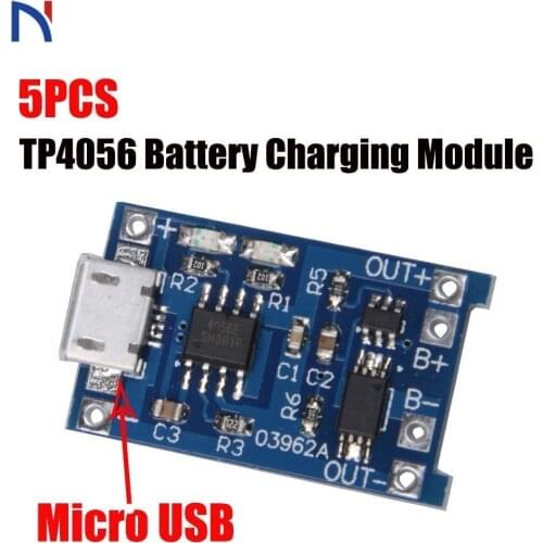 5pcs TP4056 5V 1A Micro USB 18650 Lithium Battery Charging Board Charger Module Protection Dual Functions for arduino Diy Kit