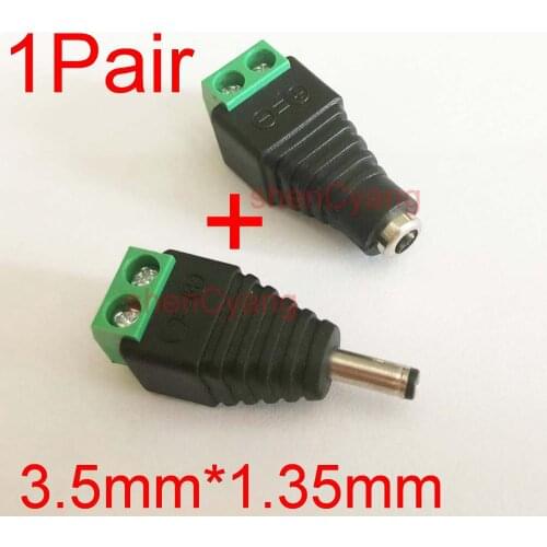1 Pair Male Female DC Power Plug Jack 3.5mm x1.35 mm Wire Connector for CCTV Camera LED Strip Light 3.5mm*1.35mm DC Power Plug