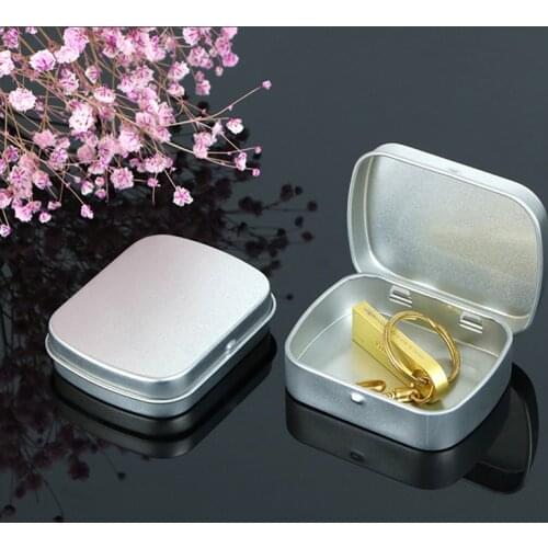 1 X Zakka Silver/White Tin Storage Box Metal Hinge Box Organizer Case Casket Novelty Households Wedding Candy Box
