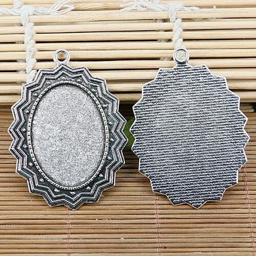 10pcs tibetan silver color rim oval cabochon settings EF2080