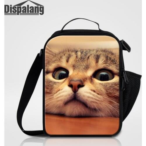 Dispalang Portable Insulated Cooler Lunch Bag For Childreren Animal Cat Print Thermal Food Picnic Bags Women Kids Lunch Box Tote