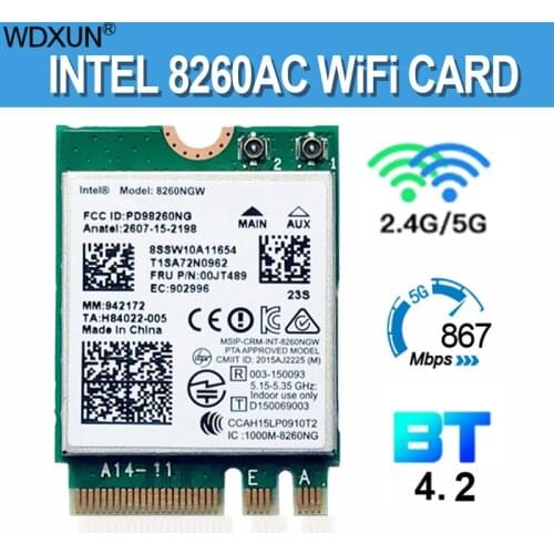 Dual Band 2.4+5GHZ 867M Bluetooth V4.2 M.2 WLAN Wifi Wireless Card Module For Intel 8260 8260NGW AC8260