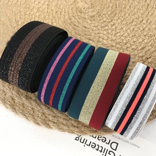 3M/lot Colorful gold silver silk thick flat elastic band elastic rope waist rubber band pants belt clothing accessories AC258