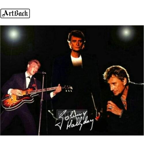 French singer 5d diy diamond painting johnny hallyday full square diamond mosaic 3d round music icon home decor gift