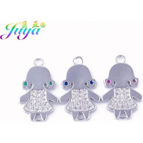 Fashion Jewelry Findings Micro Pave Zircon Daughter Girl Connectors Accessories For Women Needlework Bracelets Earrings Making