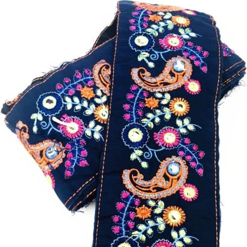 1yard miao hmong embroidery cotton fabric lace 10cm sewing trim mirror ribbon ethnic tribal nepal thai india boho gypsy DIY deco