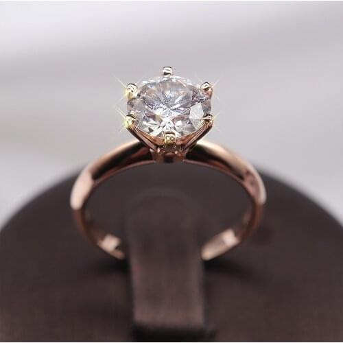 Classic 18K Rose Gold Ring 1ct 2ct 3ct Round Cut Moissanite jewelry Simple classic Engagement Anniversary Ring