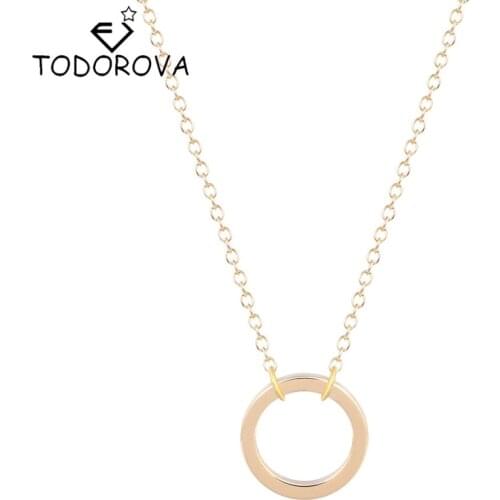 Todorova Simple Chain Round Circle Necklaces Charm Pendant for Women Statement Jewelry Valentines Day Gift Jewelery