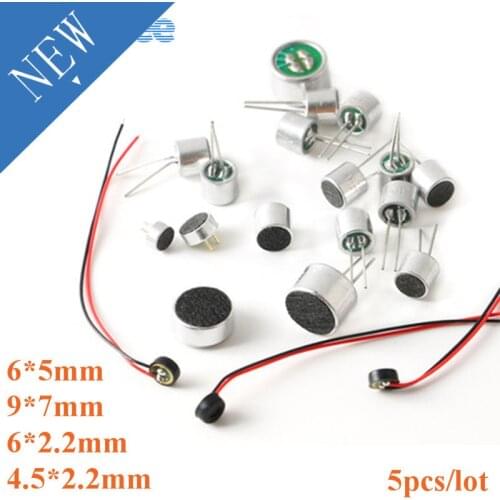 5pcs Microphone 6*5mm 9*7 4.5*2.2 6*2.2mm MIC Condenser Electret Microphone Pickup 6x5mm 9x7mm 4.5x2.2mm 6x2.2mm MP3 Accessories
