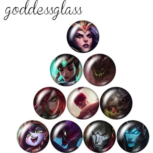 LOL game Characters 10pcs mixed 12mm/16mm/18mm/20mm/25mm/30mm Round photo glass cabochon demo flat back Making findings