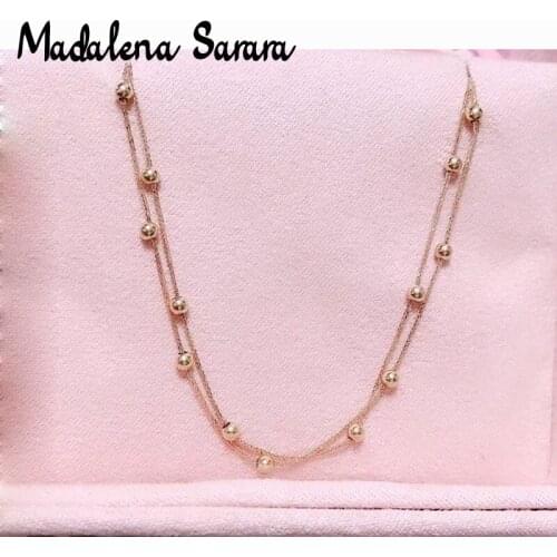 MADALENA SARARA 18K gold Tiny Ball Chain Gold phoenix chain Genuine Au750 Double Rows Extention Chain Full Gold Made