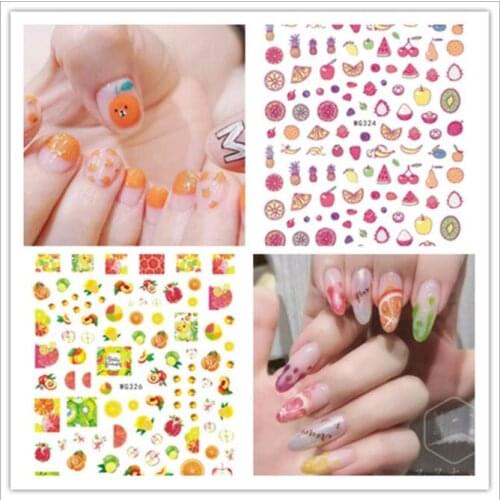 2020HOT 1PC 3D Cute Summer Fruit Nail Stickers Mango Apple Watermelon Back-Glue Nails Sticker Nail Art Tool Manicure Accessories