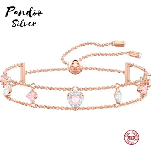 Fashion Charm Pure 925 Silver Original 1:1 Copy, Feminine Love Romantic Charming Exquisite Bracelet Female Luxury Jewelry Gifts