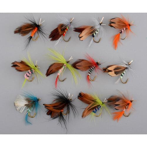 Set Of 12pcs Various Dry Fly Hooks Tool Fishing Trout Flies Fish Hook Lures NEW fishing accessories