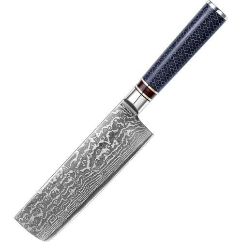 NANHAIONE Nakiri Usuba Vegetable Knife 7 Inch 73 Layers VG 10 Damascus Steel Japanese Kitchen Cooking Knives-CL137